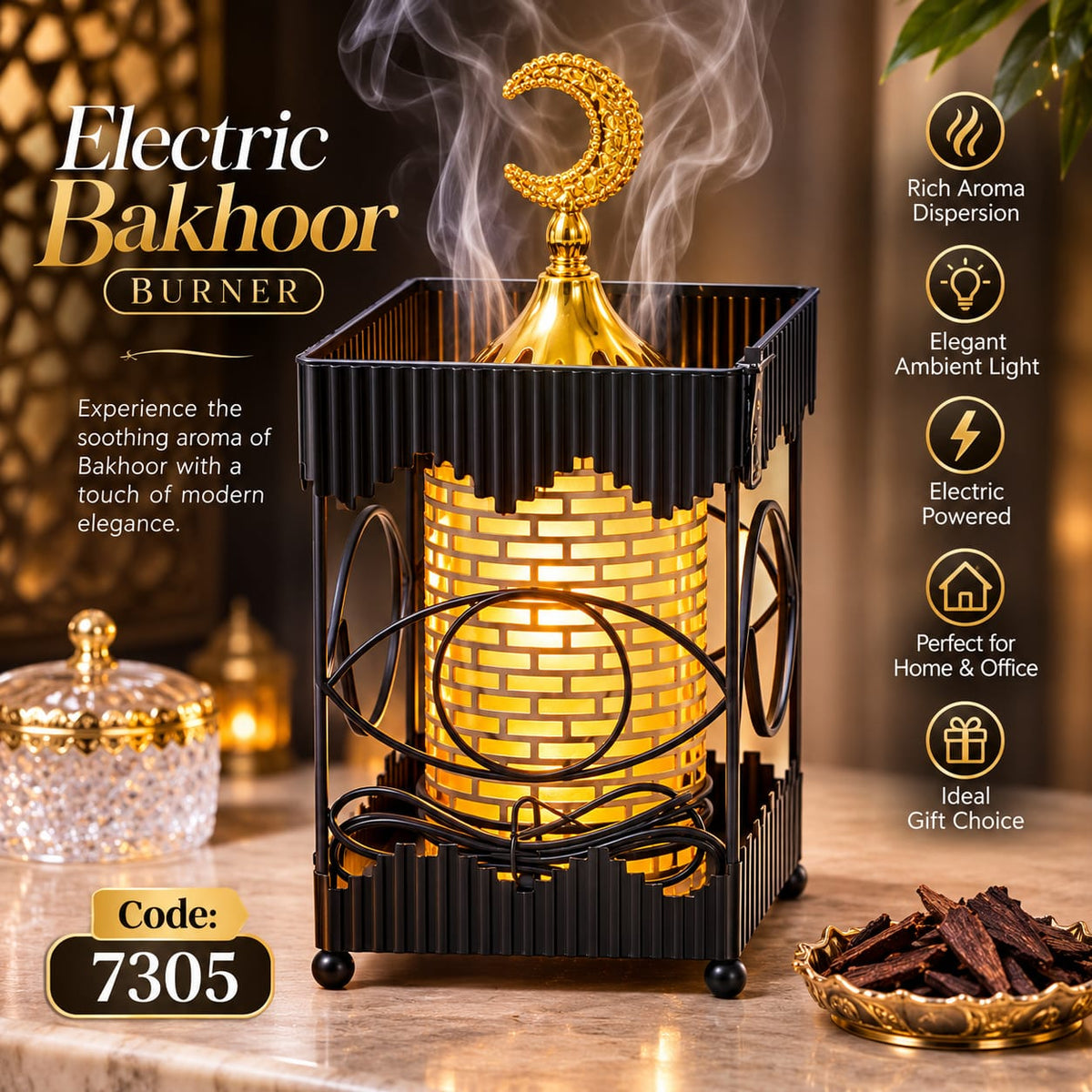 Electric Bakhoor Burner – Elegant Fragrance for Your Home