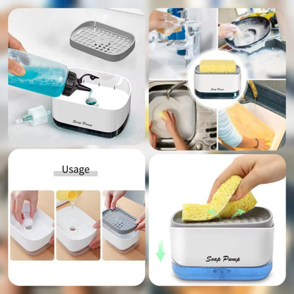 2 in 1 Liquid Soap Dispenser Automatic Soap Pump With Sponge Holder Latest Kitchen Tool Good Quality