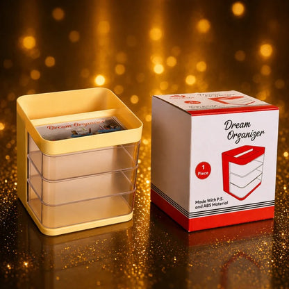 Dream Organizer with 3 Rotating Drawers – Transparent Cosmetic & Jewellery Storage